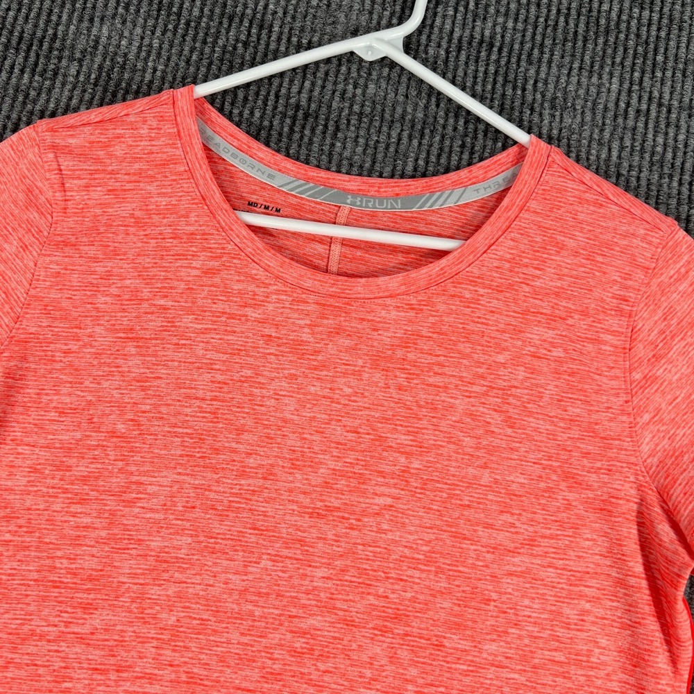 Under Armour Shirt Womens Medium Fitted Orange Short Sleeve Threadborne Training